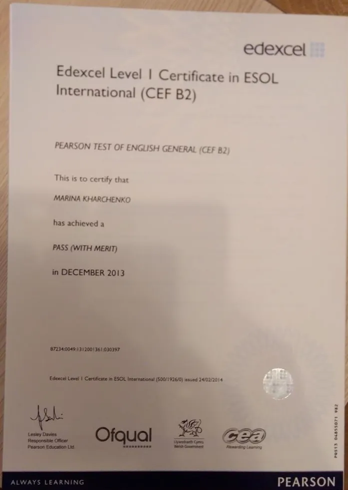 Pearson Test of English General (CEF B2) 