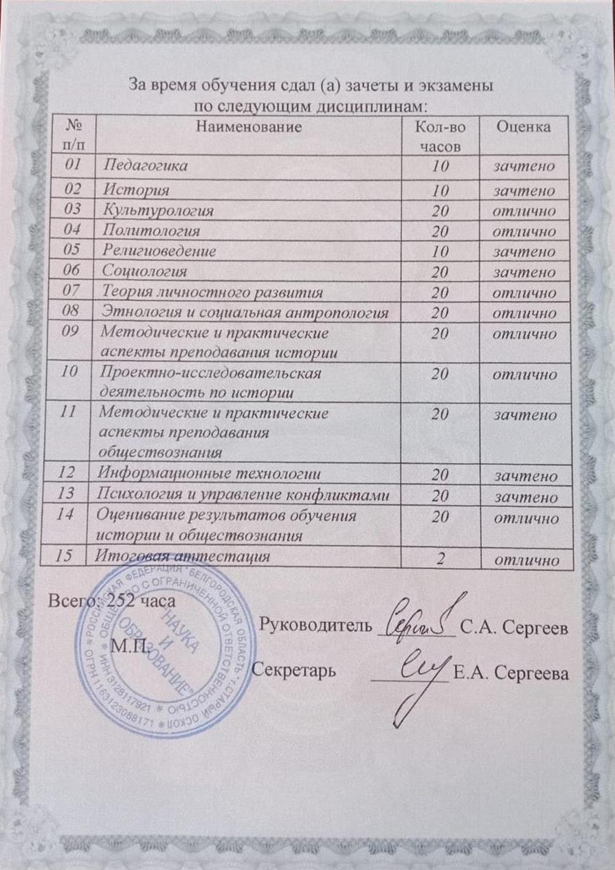 Приложение к диплому