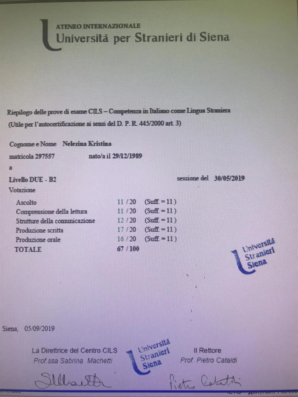 Riepilogo delle prove di esame CILS 