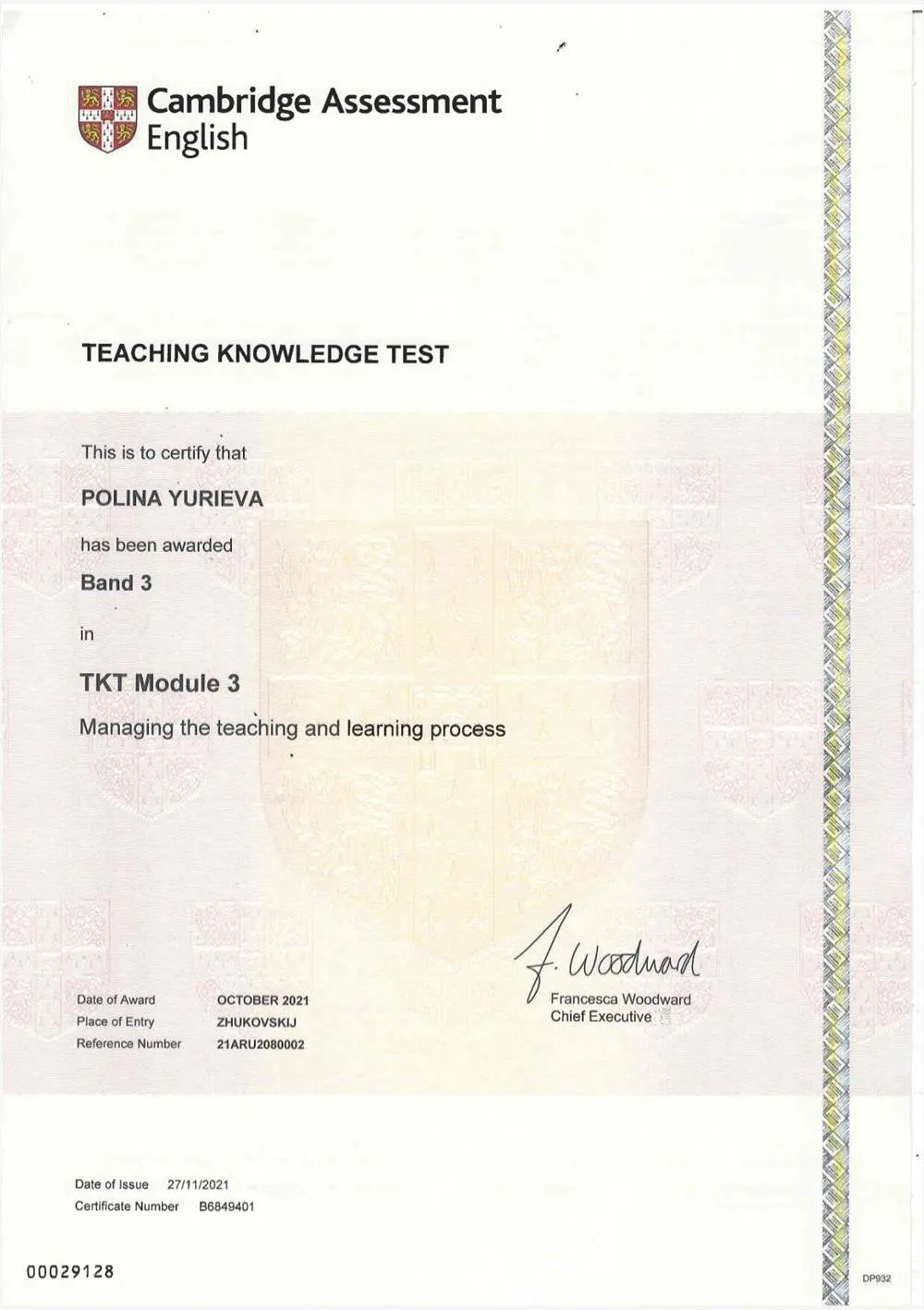 TKT Cambridge Certificate Module 3