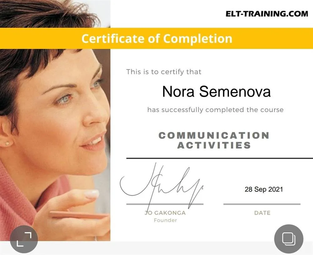 Certificate of completion "communication activities"