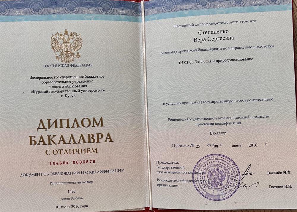 Диплом бакалавриат, Экология и природопользование 