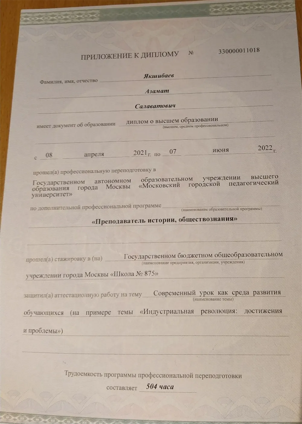 Диплом МГПУ