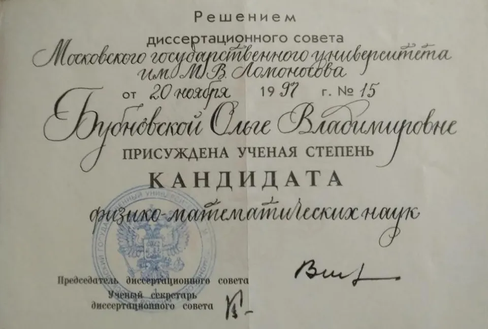 Диплом кандидата наук
