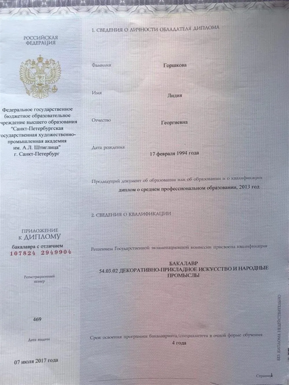 Диплом бакалавра 