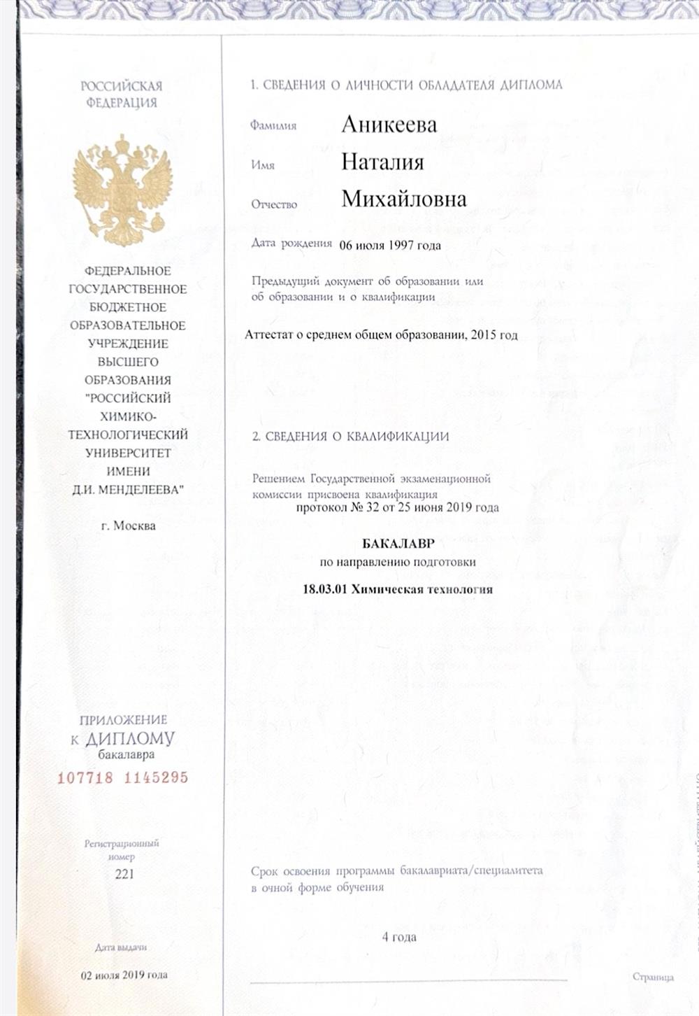 Диплом Бакалавра