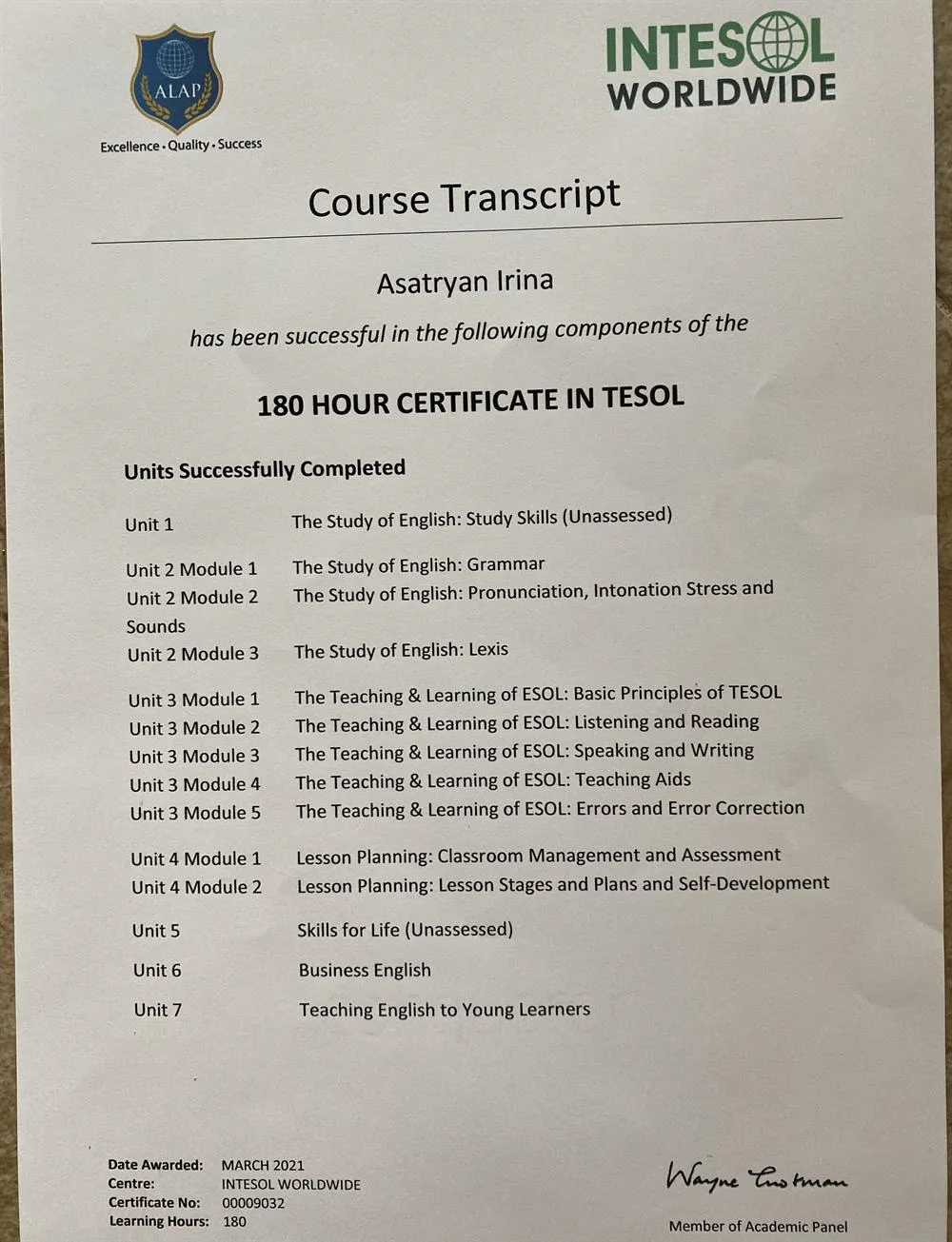 TESOL Certificate