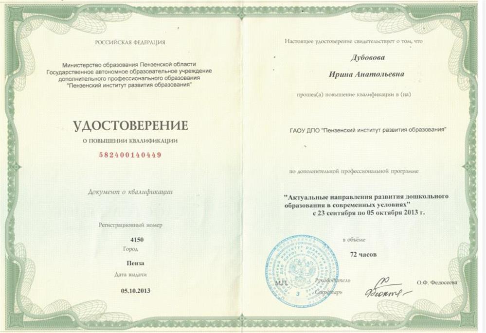 Диплом о повышении квалификации
