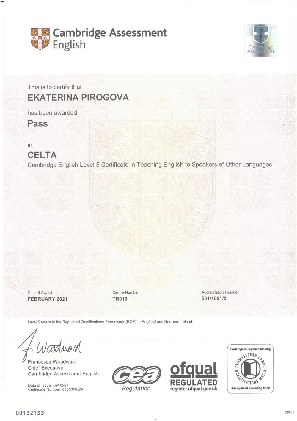 CELTA Certificate