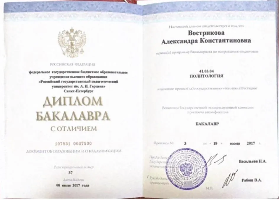 Диплом бакалавр РГПУ имени Герцена