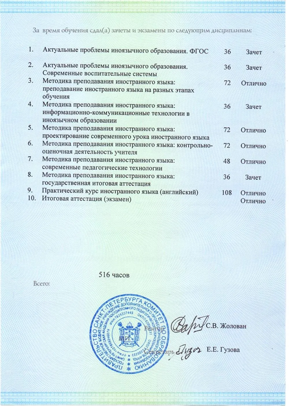 Приложение к диплому