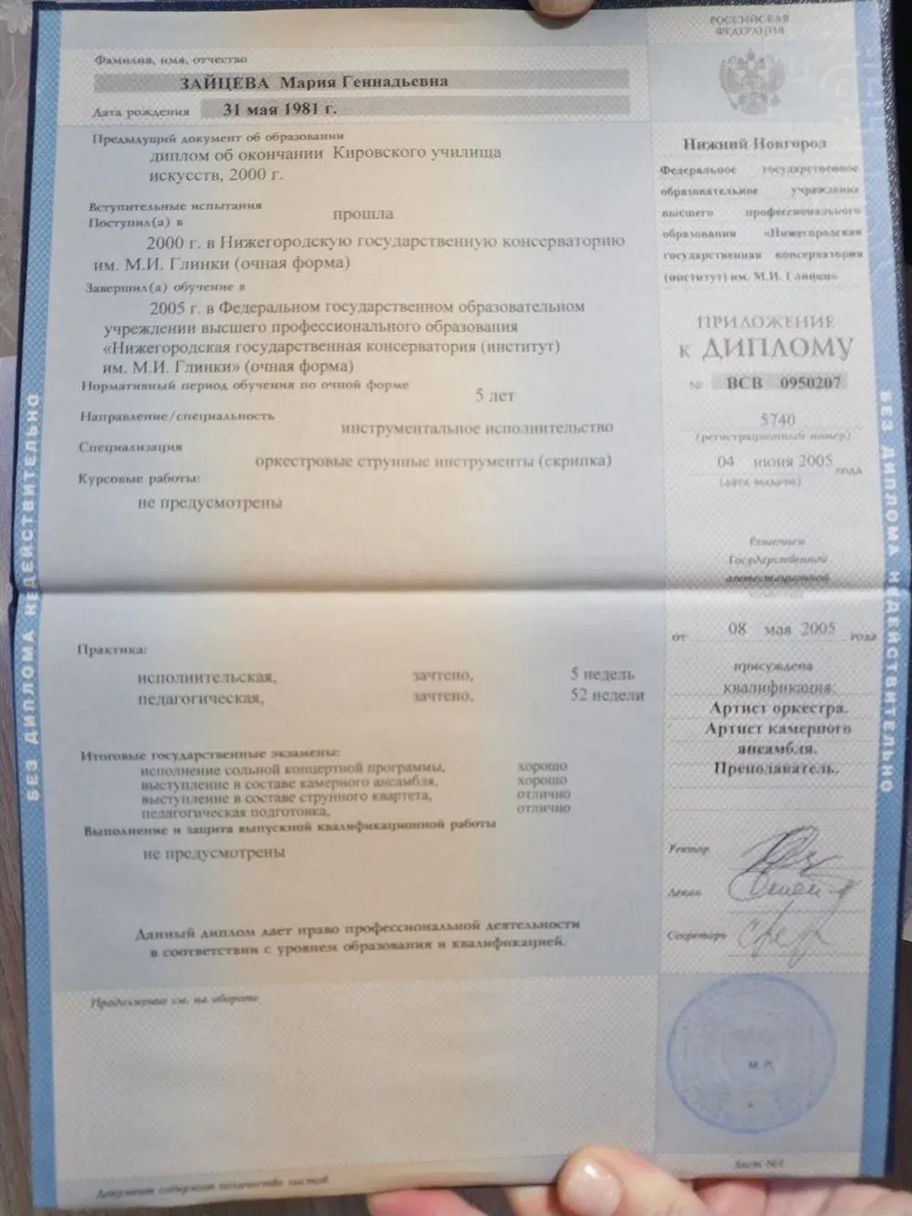 Приложение к диплому