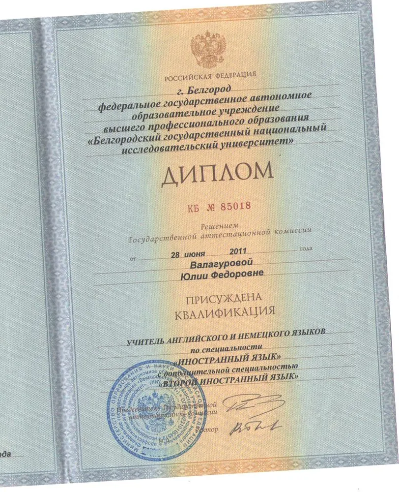 Диплом о высшем образовании
