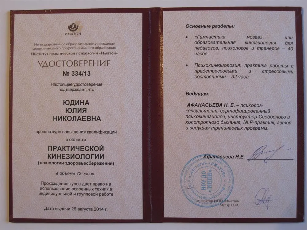 Иматон, Практическая кинезиология