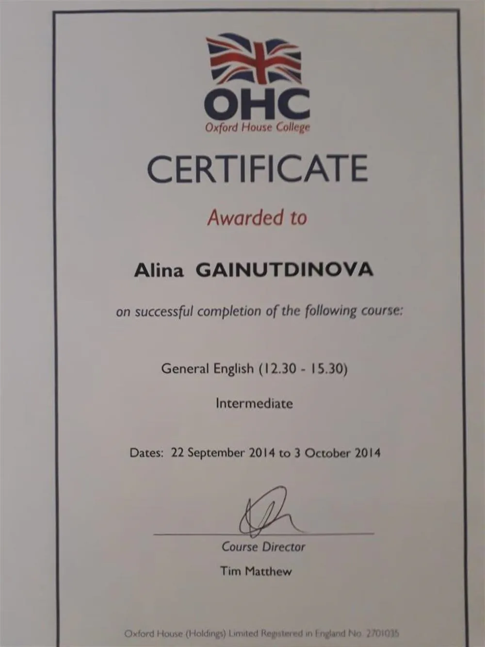 Прохождение курсов в Лондоне в Oxford House Colledge