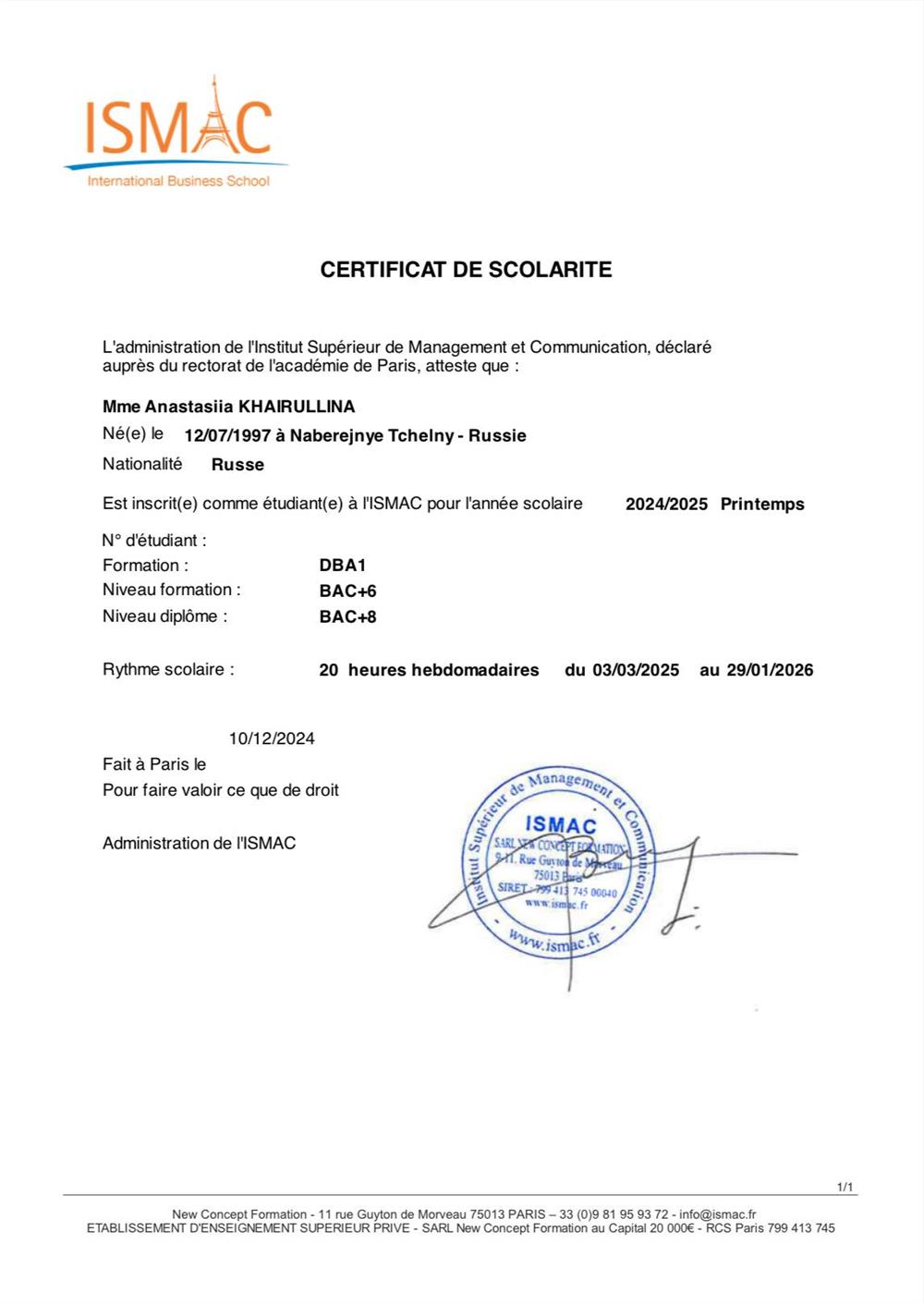 Doctorat - Business school ISMAC