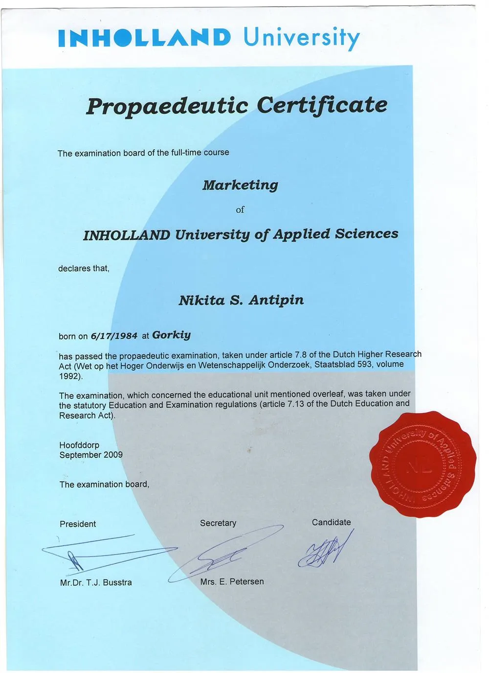 Inholland University Diploma