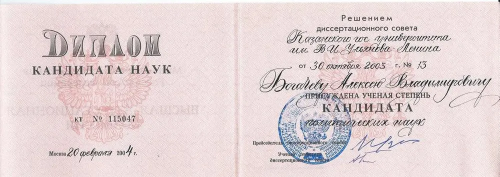 Диплом кандидата политических наук