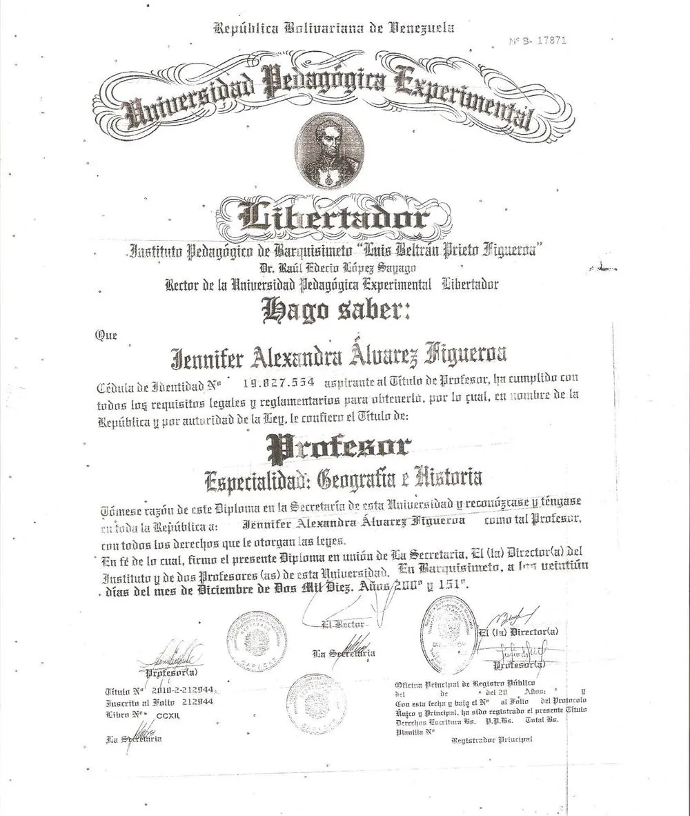 Diploma Profesor geografia e historia 