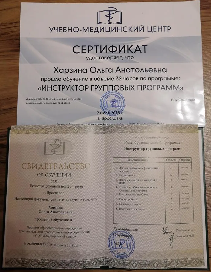 Сертификат фитнес-тренера