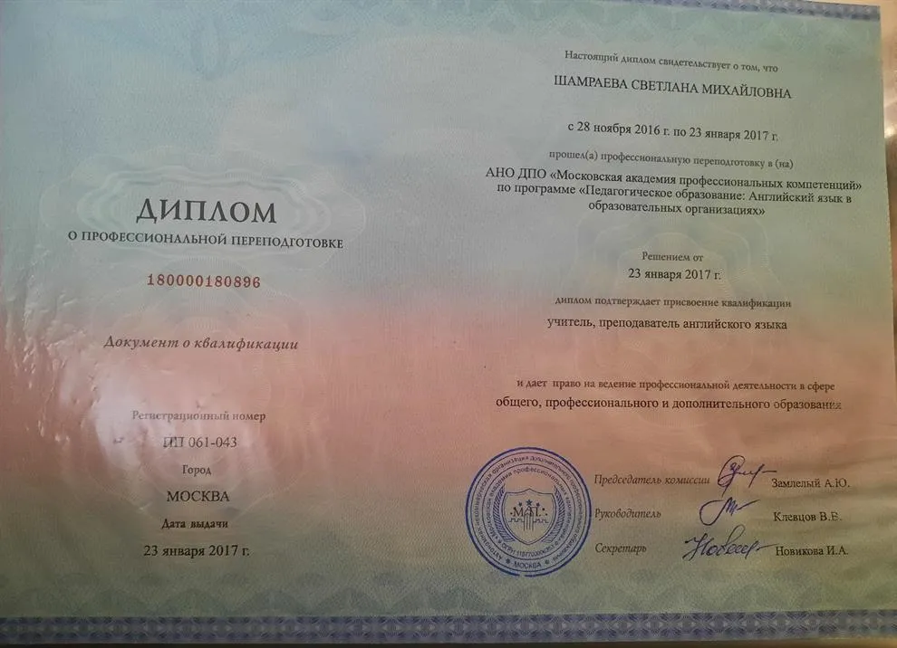 Английский язык в образовательных организациях 