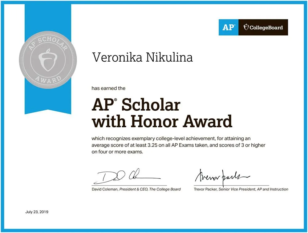 AP Scholar with Honor