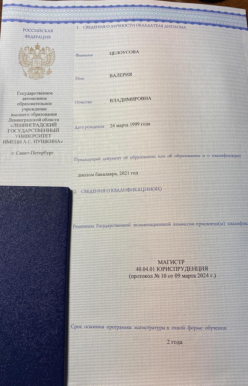 Приложение к диплому магистра 