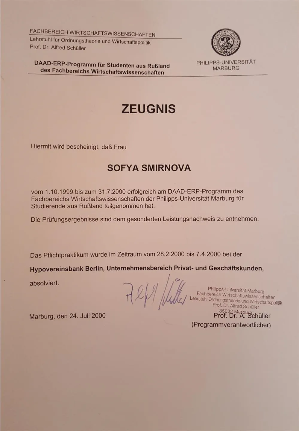 DAAD Zeugnis
