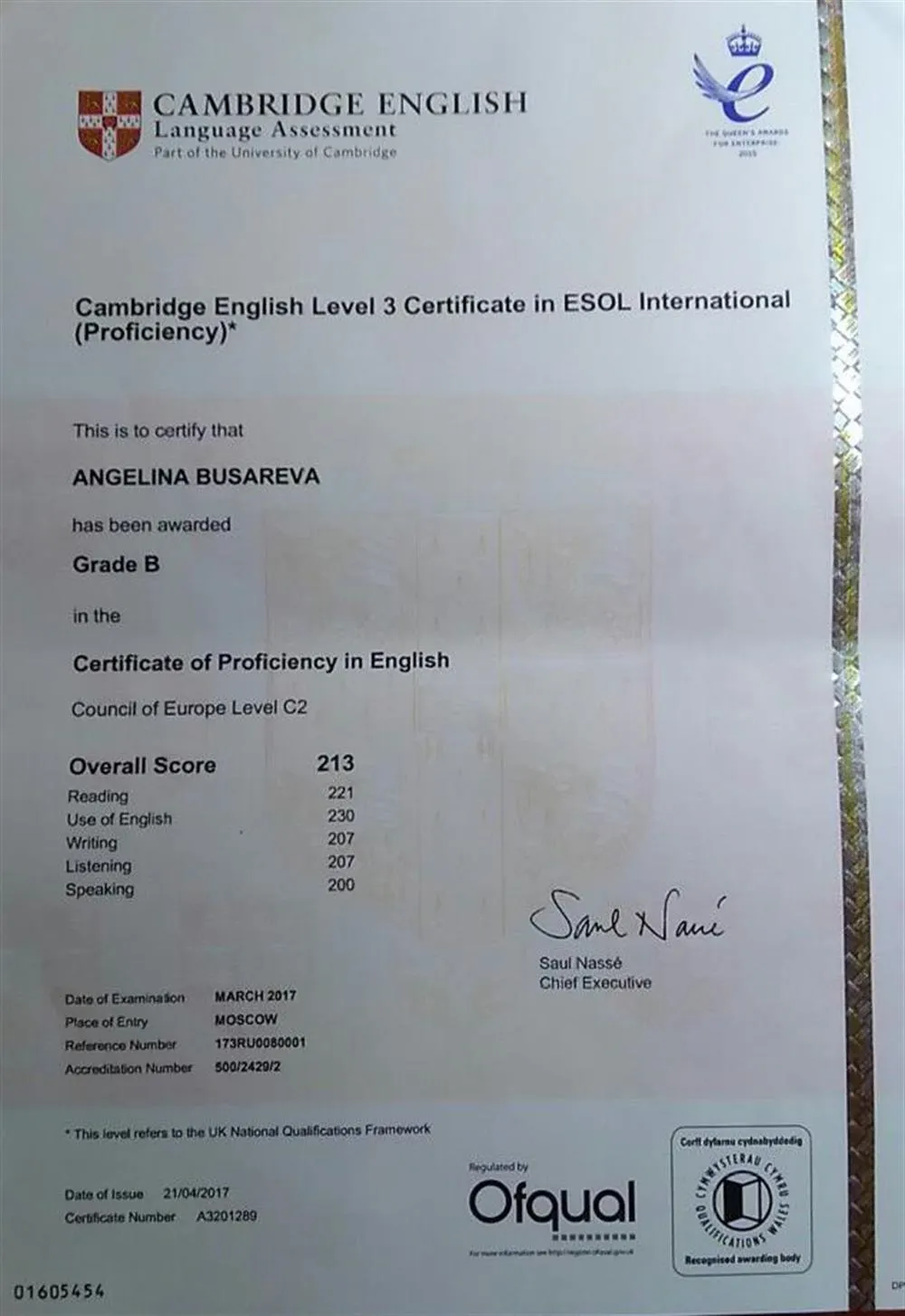 Cambridge Certificate of Proficiency in English