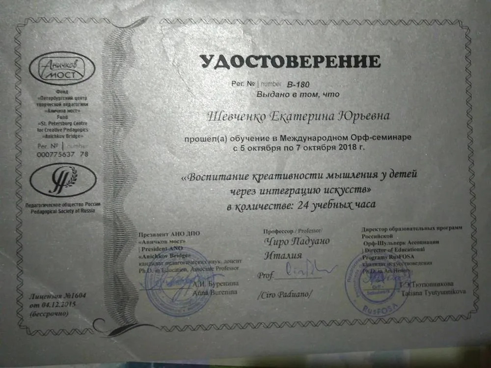 Международный ОРф семинар,Чиро Падуано (Италия),2018