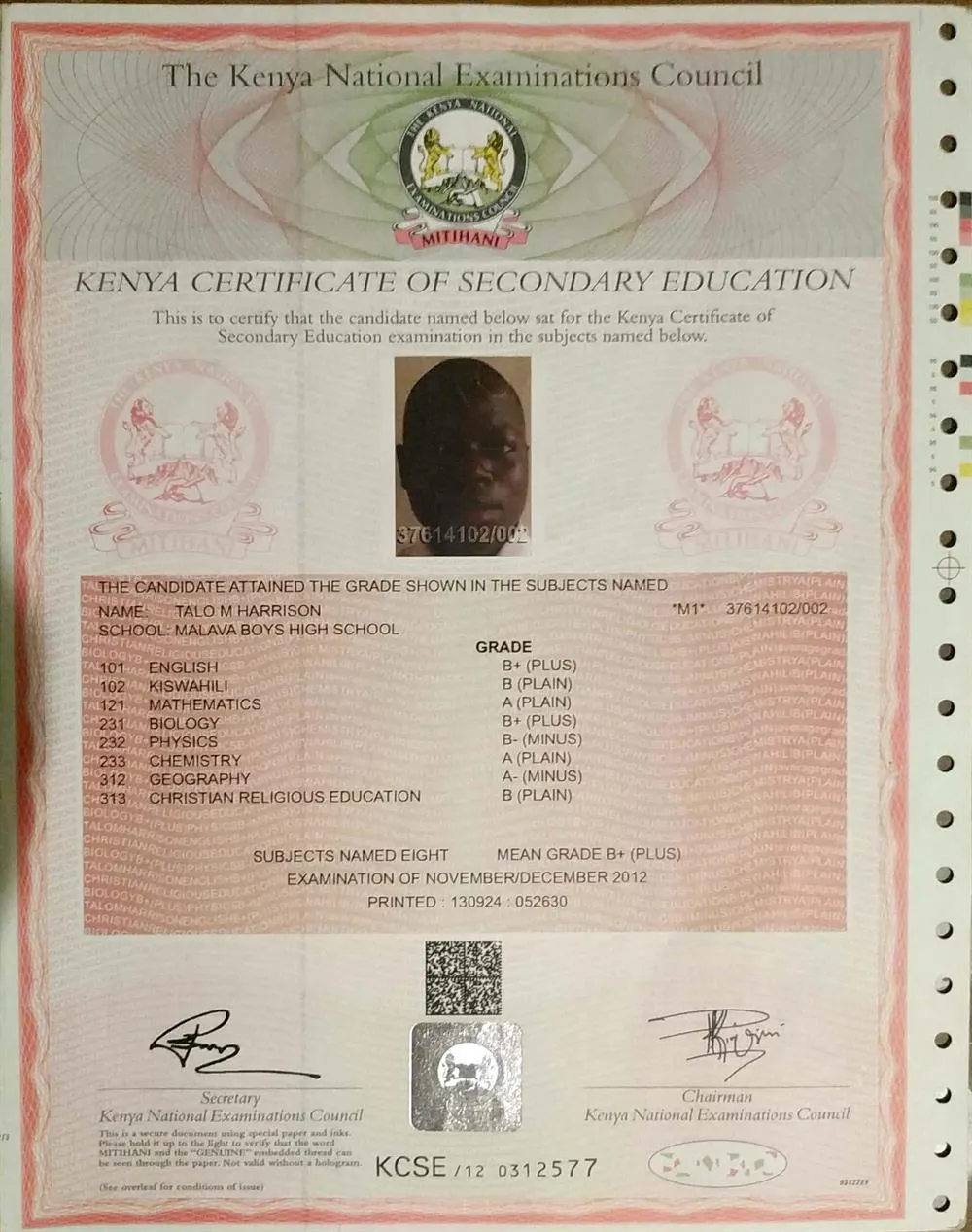 Certificate