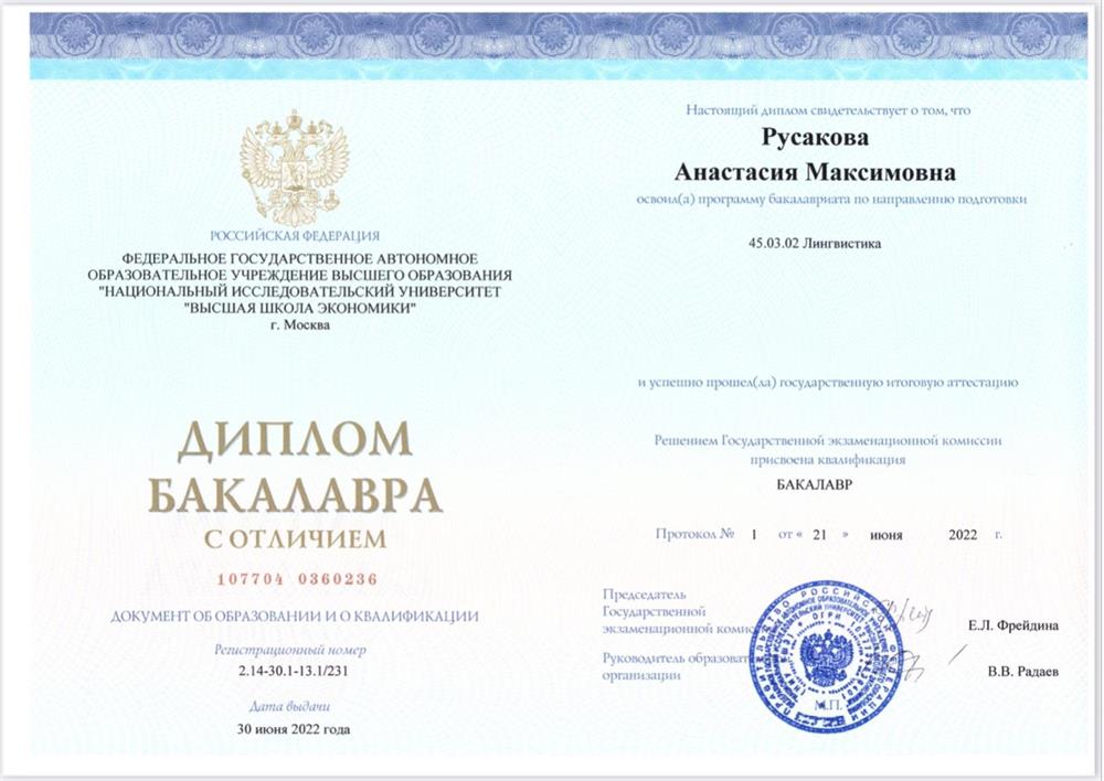 Диплом Бакалавра 