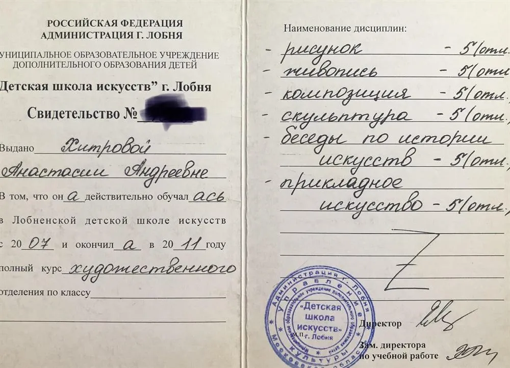 Диплом художественной школы