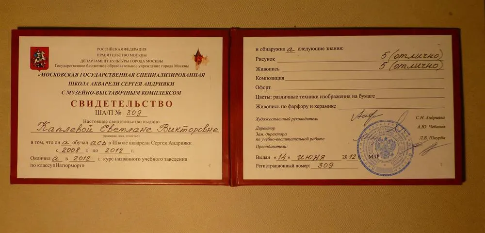 Московская государственная специализированная Школа акварели Сергея Андрияки
