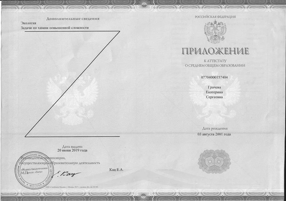 Приложение к аттестату