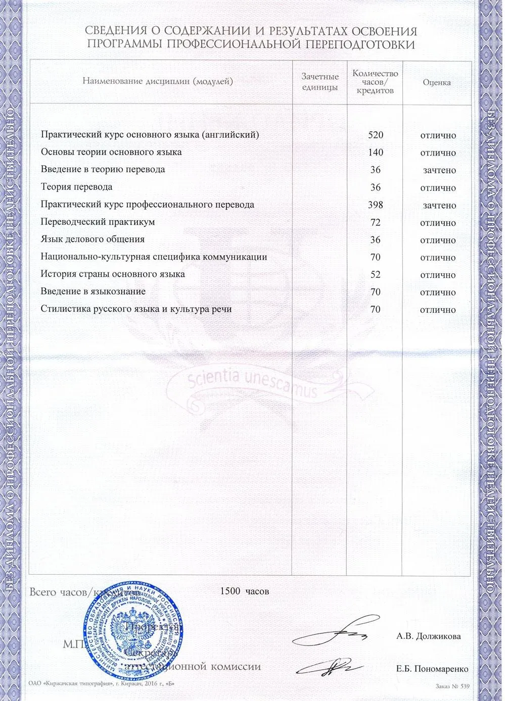 Диплом переводчика 