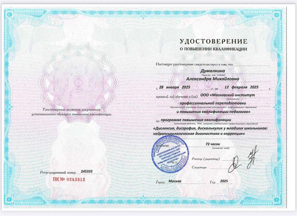 Дислексия, дисграфия, дискалькулия у младших школьников: нейропсихологическая диагностика и коррекция ?