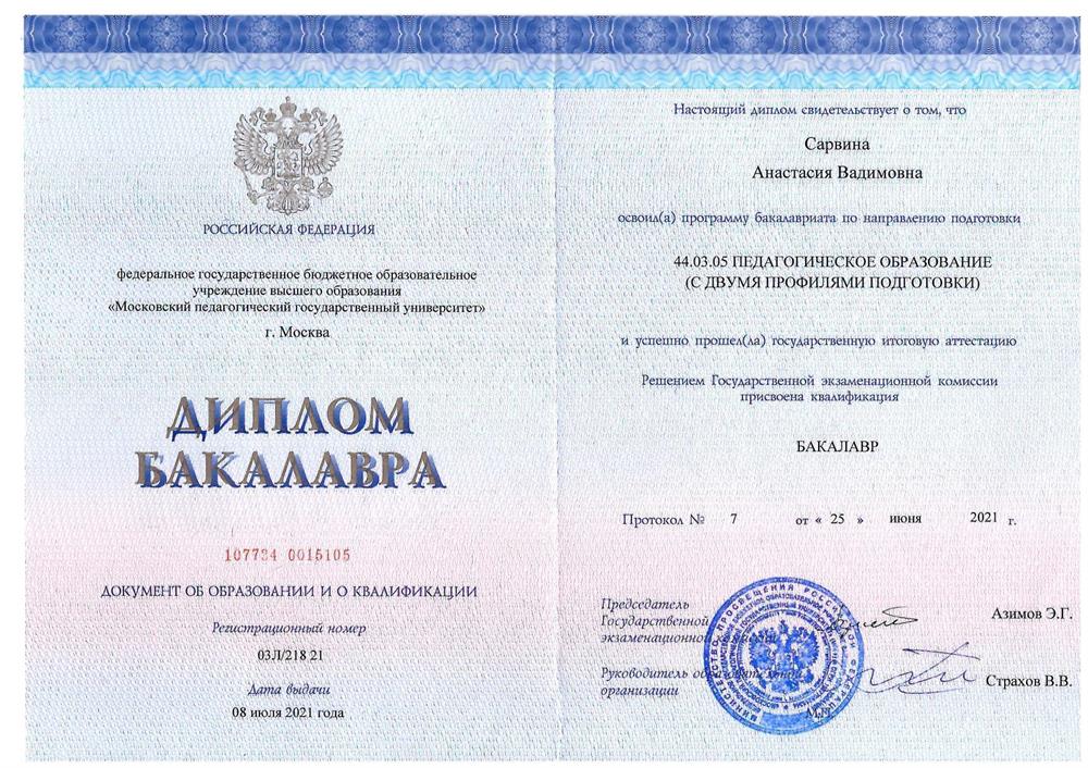 Диплом бакалавра 