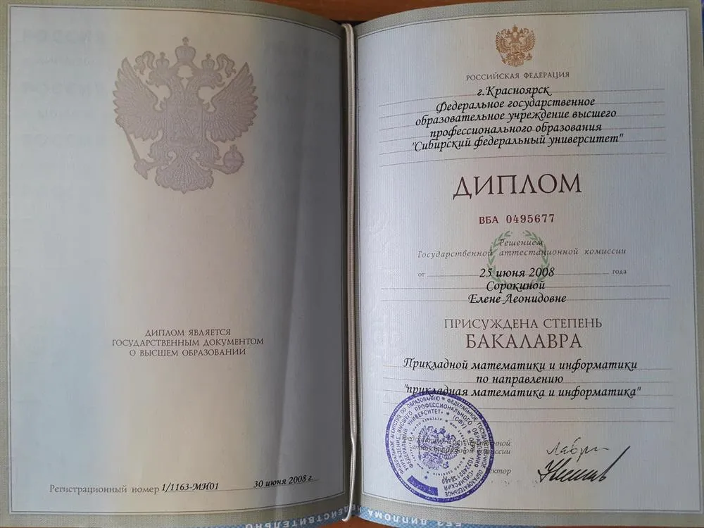 Диплом бакалавра математики и информатики