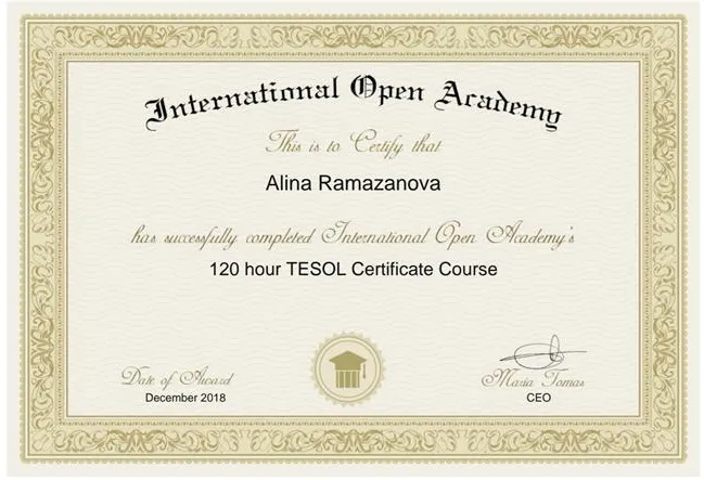 Сертификат TESOL