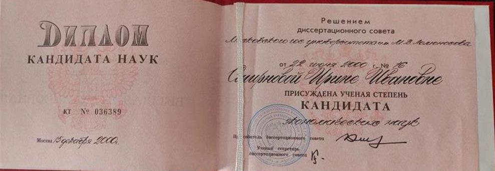 Диплом кандидата экономических наук