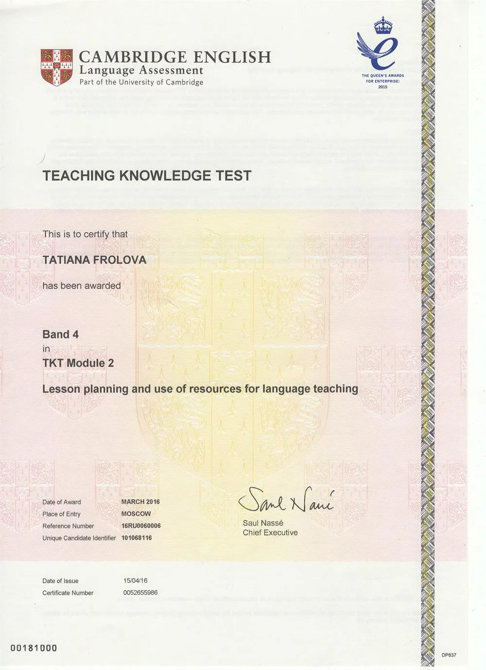 Cambridge Teaching Knowledge Test (TKT) Module 2: Lesson planning and use of resources for language teaching 