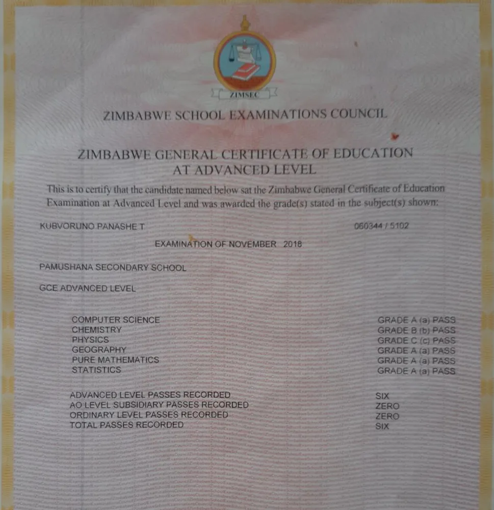 ZIMBABWE GENERAL CERTIFICATE OF EDUCATION AT ADVANCED LEVEL