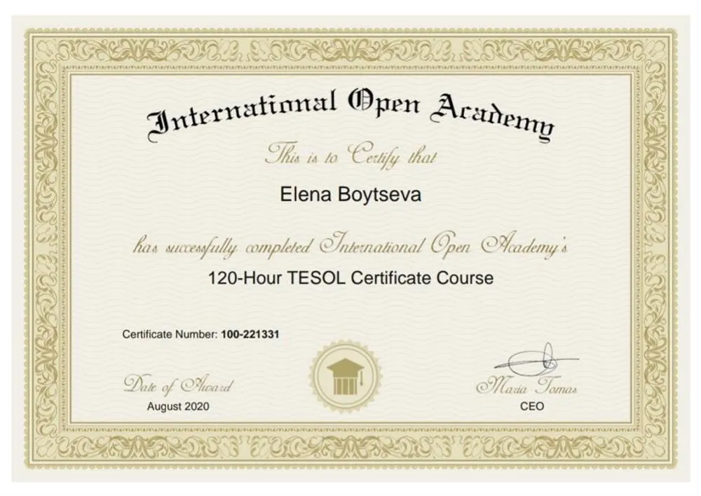 Международный сертификат TESOL на право преподавания английского языка 