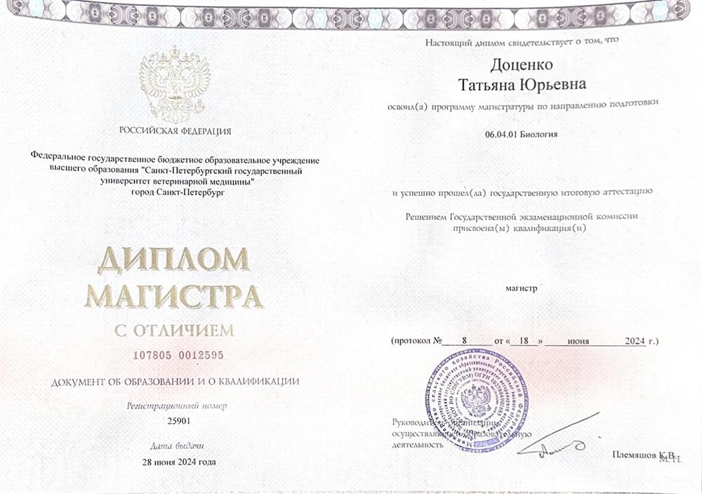 Диплом магистра с отличием