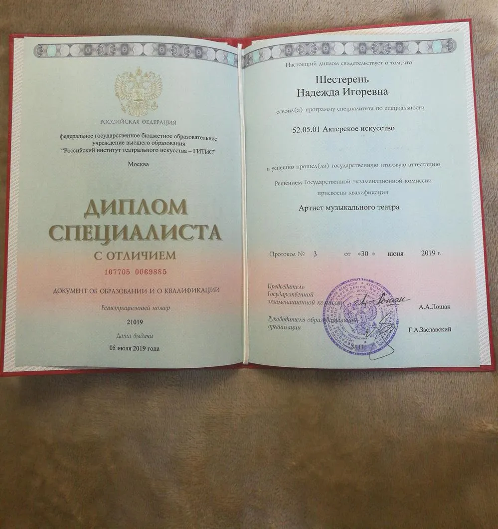 Диплом специалиста с отличием, РИТИ-ГИТИС