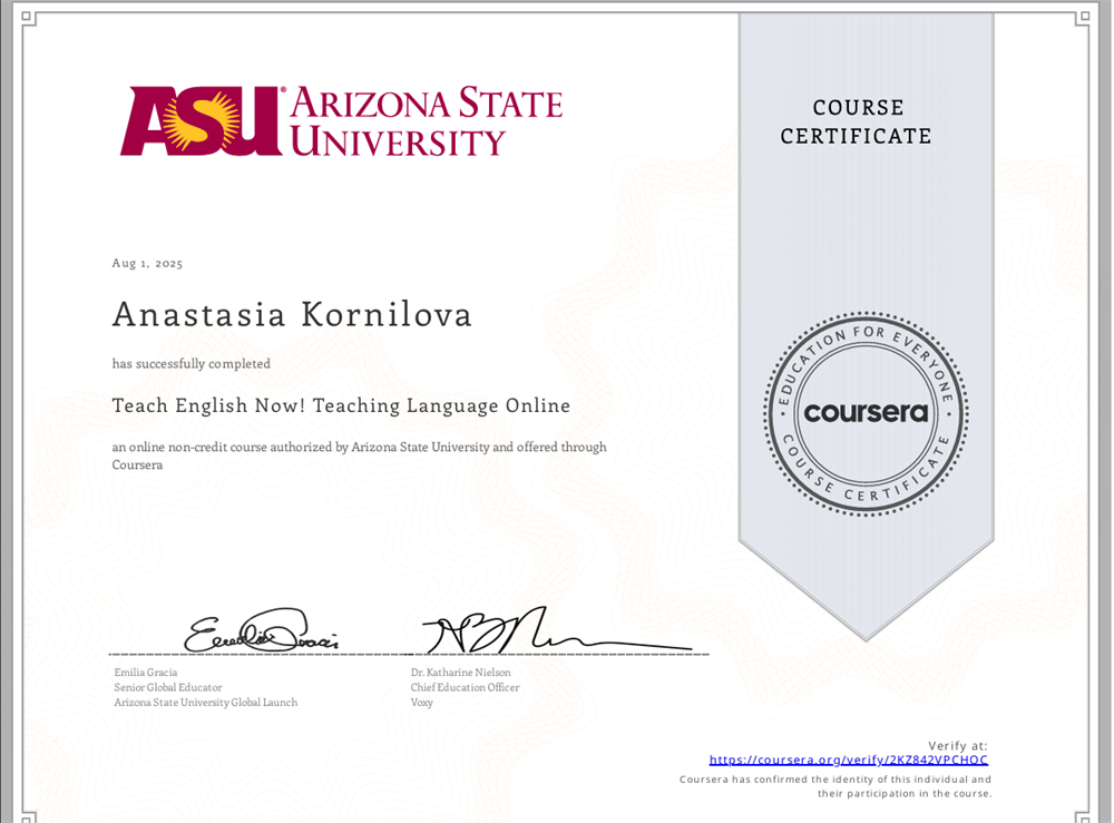 Arizona State Universoty - Teaching language online