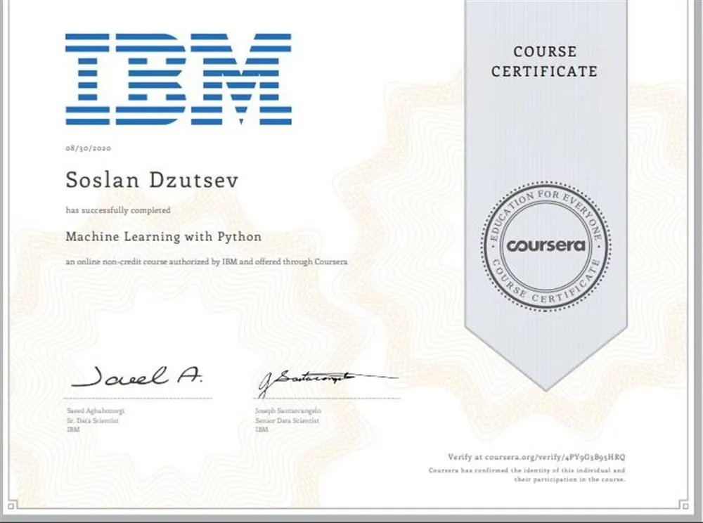 Muchine learning with Python (IBM)
