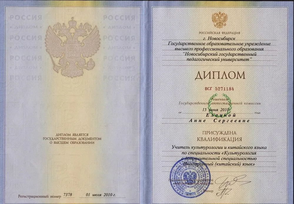 Диплом о высшем образовании НГПУ