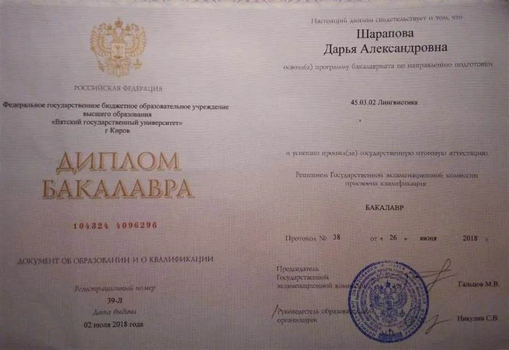 Диплом Бакалавра Факультета Лингвистики и иностранных языков 